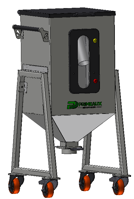 Primeaux mobile storage and material-handling unit on a wheeled steel frame