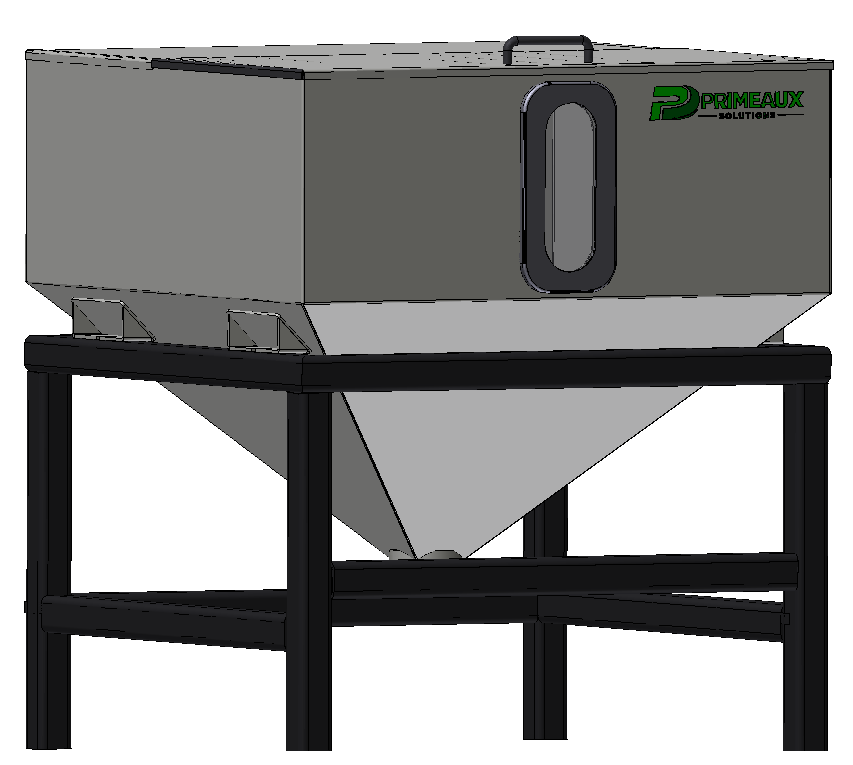 Primeaux mobile storage bin on a reinforced steel frame