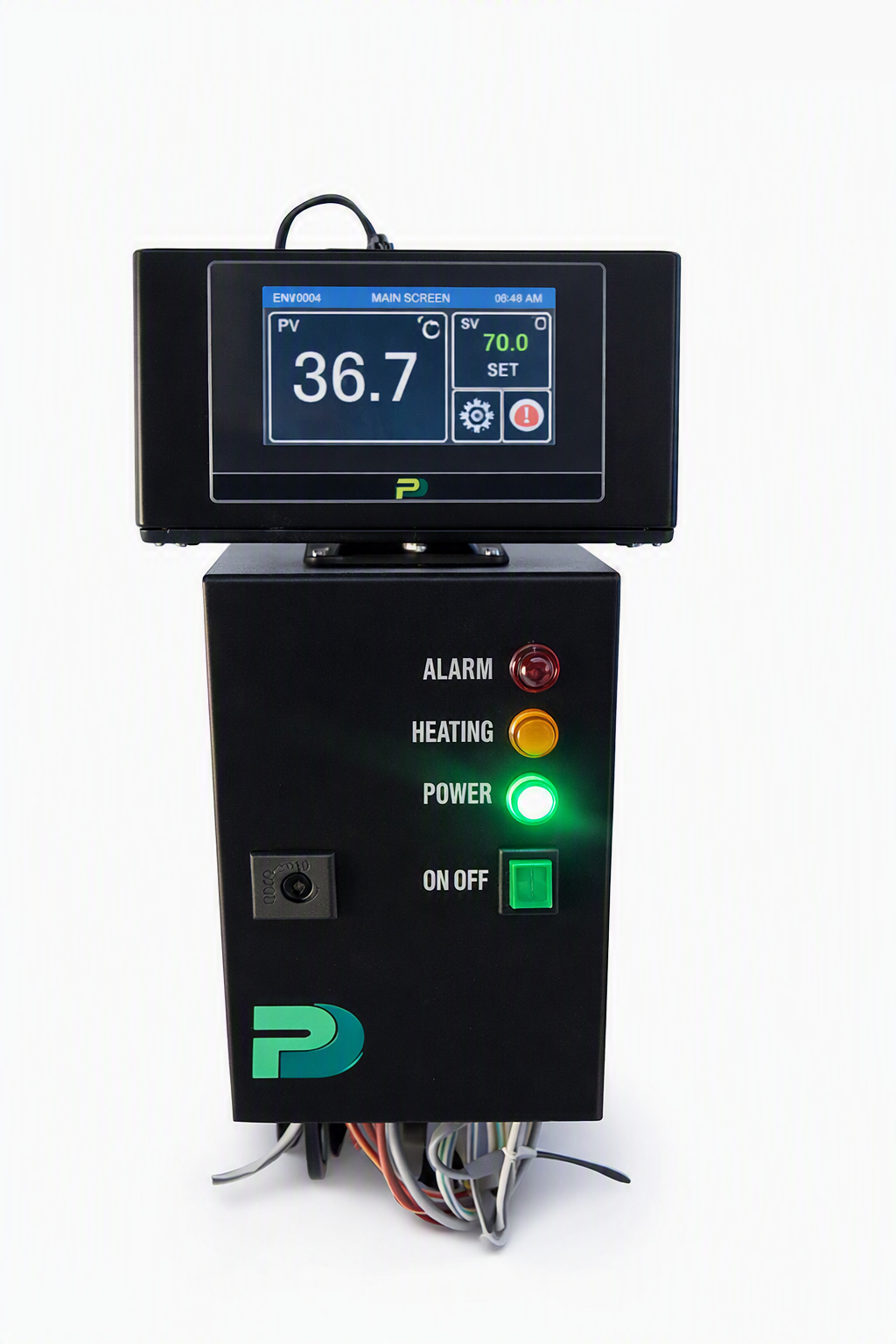 Digital temperature control cabinet for the Primeaux Hopper Dryer